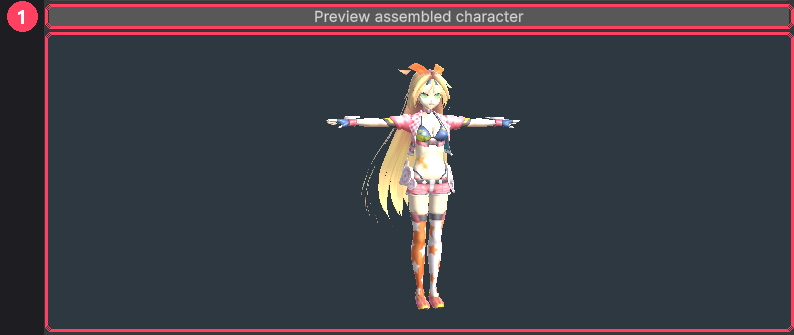 The preview button and the character