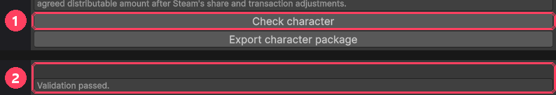Check character and the Validation passed message