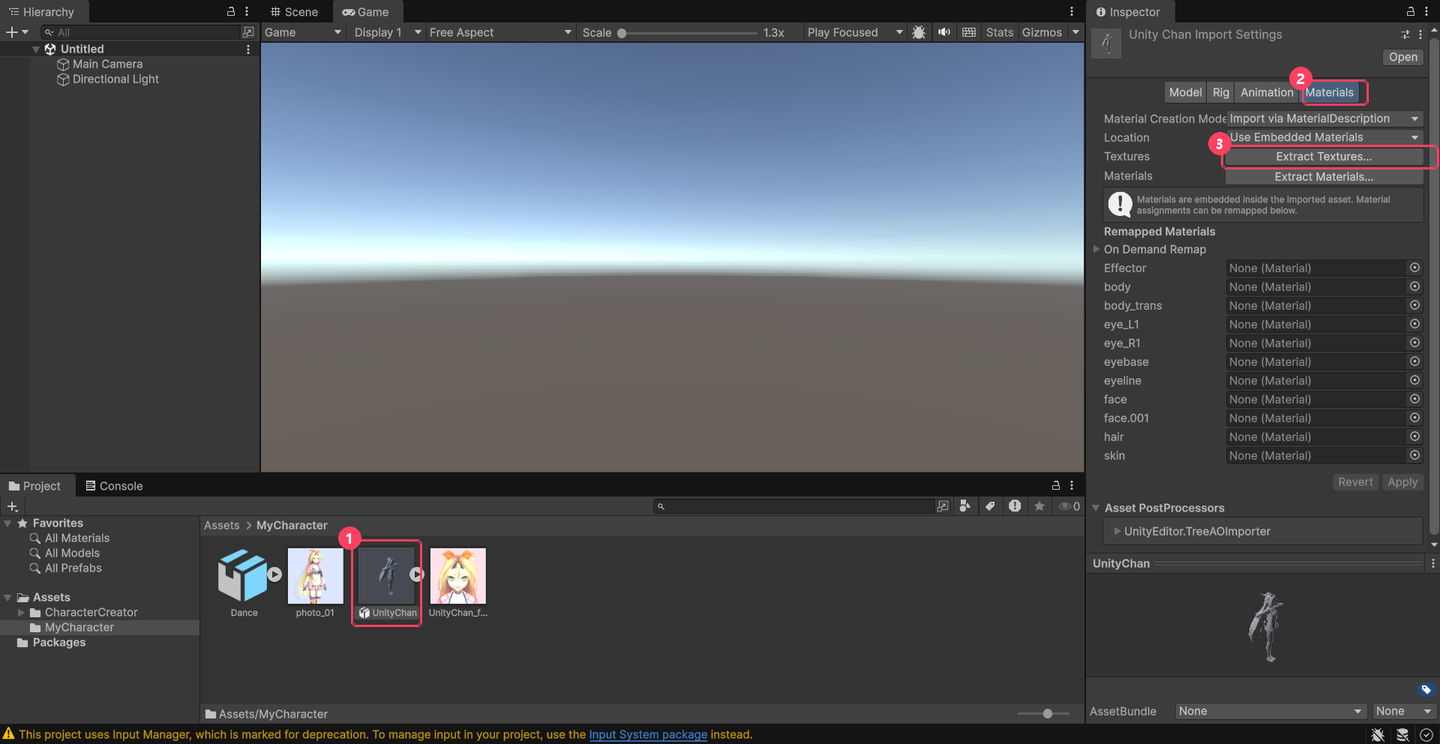 The Extract Textures button on the Materials tab